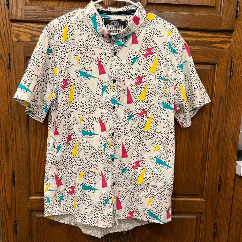 Five Point Industries NYC 90’s Retro Shirt XL Men’s Geometric Print Short Sleeve
